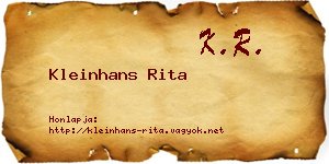 Kleinhans Rita névjegykártya